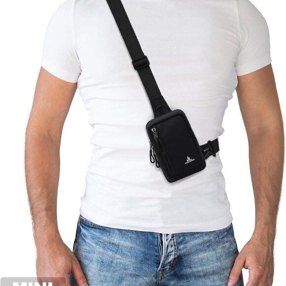 Small Crossbody Bag Nylon Water Resistant Compact Travel Running Phone - Picture 8 of 9